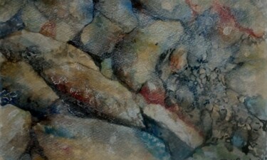 Peinture intitulée "Pedras" par Isabel Alfarrobinha, Œuvre d'art originale, Aquarelle