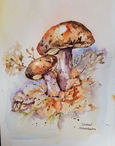 Pittura intitolato "Cogumelos" da Isabel Alfarrobinha, Opera d'arte originale, Acquarello