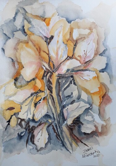 Pintura intitulada "Floral imaginário" por Isabel Alfarrobinha, Obras de arte originais, Aquarela