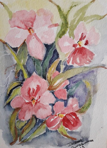 Painting titled "Flores silvestres e…" by Isabel Alfarrobinha, Original Artwork, Watercolor