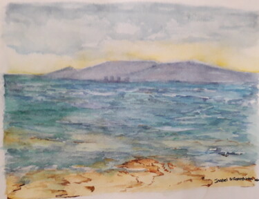 Pintura intitulada "Vista da arrabida d…" por Isabel Alfarrobinha, Obras de arte originais, Aquarela