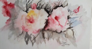 Pintura titulada "Rosas - aguarela" por Isabel Alfarrobinha, Obra de arte original, Acuarela