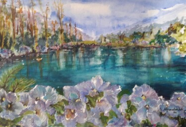 Картина под названием "Lago Negro - Gramad…" - Isabel Alfarrobinha, Подлинное произведение искусства, Акварель