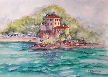 Painting titled "Palácio da Comenda" by Isabel Alfarrobinha, Original Artwork, Watercolor