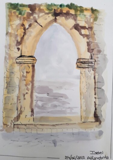 Painting titled "Arco do jardim de C…" by Isabel Alfarrobinha, Original Artwork, Watercolor