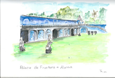 Rysunek zatytułowany „Palácio de Fronteir…” autorstwa Isabel Alfarrobinha, Oryginalna praca, Akwarela
