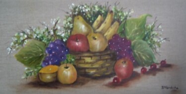 Painting titled "BASKET WITH FRUIT" by Isabel Alfarrobinha, Original Artwork, Oil