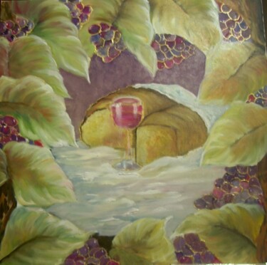 Pintura intitulada "O pão e o vinho" por Isabel Alfarrobinha, Obras de arte originais, Óleo