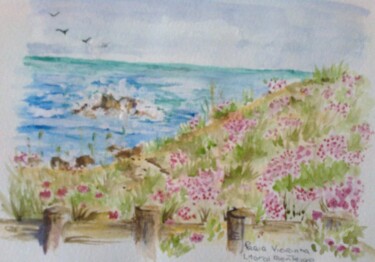 Painting titled "Praia da Vieiirinha…" by Isabel Alfarrobinha, Original Artwork, Watercolor