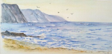 Painting titled "Costa Vicentina" by Isabel Alfarrobinha, Original Artwork, Watercolor