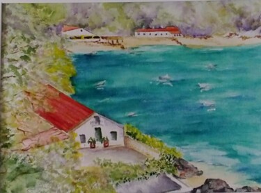 Pintura intitulada "Porto de abrigo - p…" por Isabel Alfarrobinha, Obras de arte originais, Aquarela