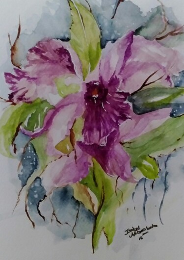 Painting titled "flor.jpg" by Isabel Alfarrobinha, Original Artwork, Watercolor