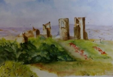 Painting titled "Castelo de Montemor…" by Isabel Alfarrobinha, Original Artwork, Watercolor