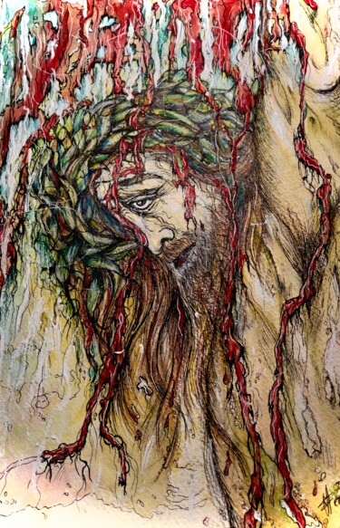 Malarstwo zatytułowany „Jesus Christ” autorstwa Isabel Ferrer, Oryginalna praca, Akwarela