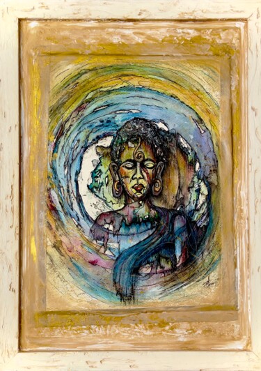 Pintura intitulada "Shiva" por Isabel Ferrer, Obras de arte originais, Aquarela