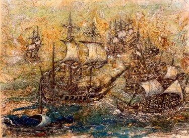 Pintura titulada "The Battalions" por Isabel Ferrer, Obra de arte original, Acuarela Montado en Bastidor de camilla de madera