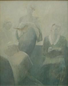 Painting titled "la charla" by Isabel H. De La Osa, Original Artwork, Oil