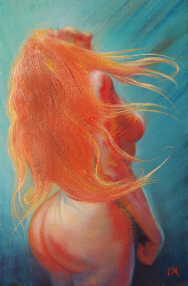 Painting titled "Cheveux au vent" by Isabel Mahe, Original Artwork, Oil