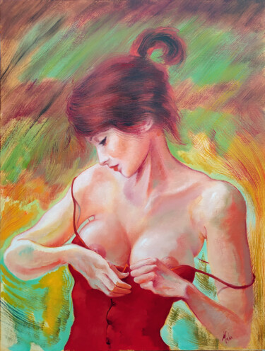 Painting titled "Taille de Guêpe / W…" by Isabel Mahe, Original Artwork, Oil Mounted on Wood Stretcher frame