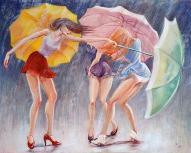 Painting titled "Jour de Pluie (Rain…" by Isabel Mahe, Original Artwork, Oil Mounted on Other rigid panel