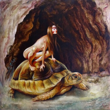 Картина под названием "L'Esprit de la Tort…" - Isabel Mahe, Подлинное произведение искусства, Масло Установлен на Деревянная…