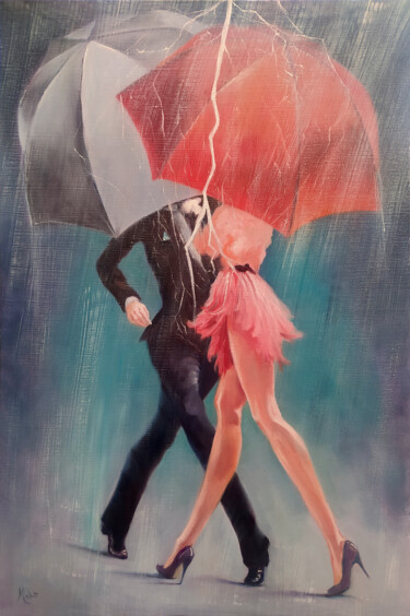 Painting titled "Coup de Foudre" by Isabel Mahe, Original Artwork, Oil Mounted on Wood Stretcher frame