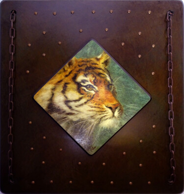 Painting titled "Le Premier Tigre" by Isabel Mahe, Original Artwork, Oil Mounted on Other rigid panel