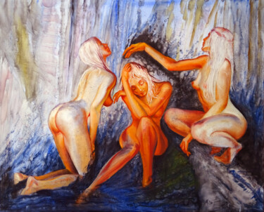 Pittura intitolato "La fontaine de Jouv…" da Isabel Mahe, Opera d'arte originale, Olio Montato su Telaio per barella in legno