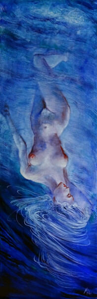 Painting titled "Eaux profondes" by Isabel Mahe, Original Artwork, Oil Mounted on Wood Stretcher frame