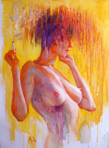 Painting titled "Pétard" by Isabel Mahe, Original Artwork, Oil Mounted on Other rigid panel