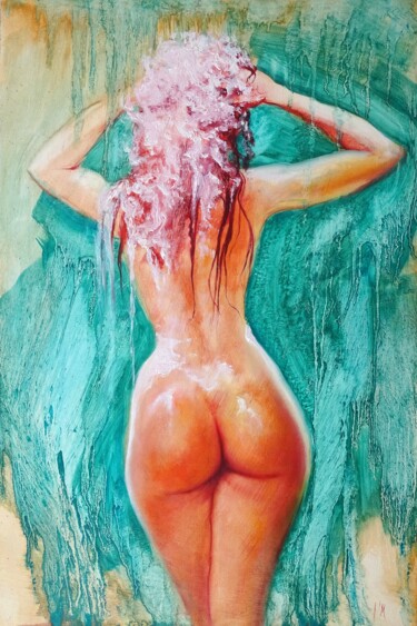 Painting titled "Shampooing crème" by Isabel Mahe, Original Artwork, Oil