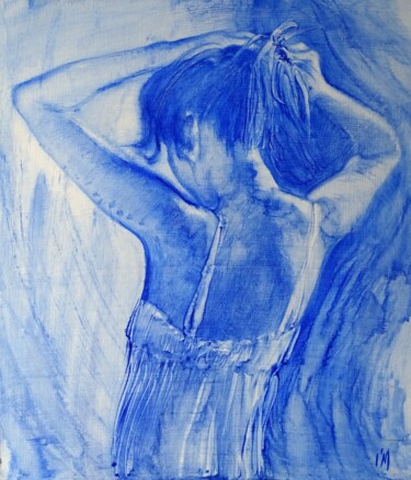Картина под названием "Coiffure en bleu (é…" - Isabel Mahe, Подлинное произведение искусства, Масло