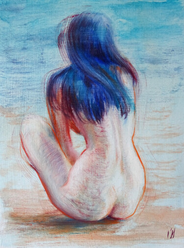 Картина под названием "Modèle aux cheveux…" - Isabel Mahe, Подлинное произведение искусства, Масло