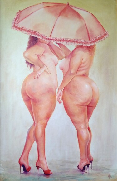 Painting titled "Pink Ladies" by Isabel Mahe, Original Artwork, Oil Mounted on Wood Stretcher frame