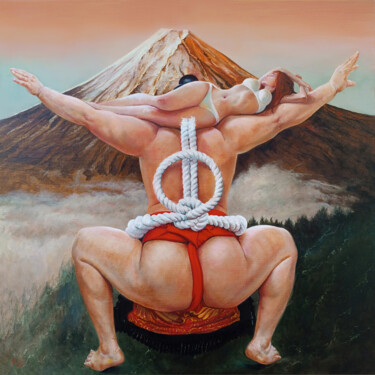 Peinture intitulée "Ballade au Mont Fuji" par Isabel Mahe, Œuvre d'art originale, Huile Monté sur Châssis en bois