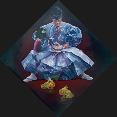 Painting titled "Gyōji aux Grenouill…" by Isabel Mahe, Original Artwork, Oil