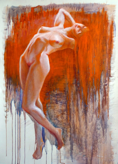 Pittura intitolato "Mécanique orange" da Isabel Mahe, Opera d'arte originale, Olio