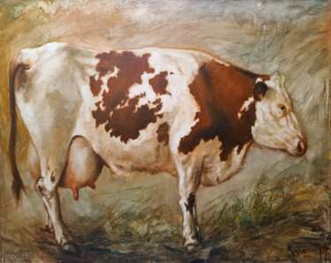 Peinture intitulée "La belle vache" par Isabel Mahe, Œuvre d'art originale, Huile Monté sur Châssis en bois