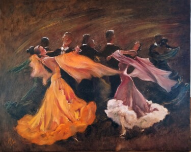 Painting titled "Salle de Bal / Ball…" by Isabel Mahe, Original Artwork, Oil Mounted on Other rigid panel