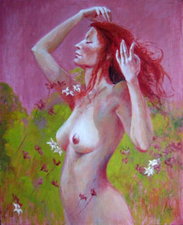 Painting titled "La Valse de Fleurs" by Isabel Mahe, Original Artwork, Acrylic Mounted on Wood Stretcher frame