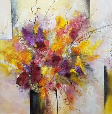 Painting titled "Flowers for Bees N°…" by Isabel Ollange, Original Artwork, Oil
