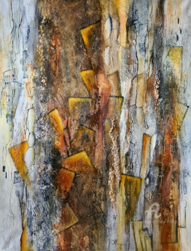 Peinture intitulée ""D'écorce et d'or"…" par Isabel Ollange, Œuvre d'art originale, Huile