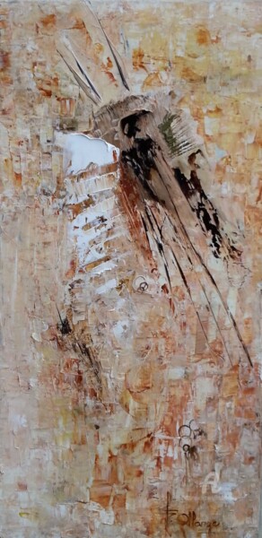 Картина под названием "30x70-beige-rose-" - Isabel Ollange, Подлинное произведение искусства, Масло