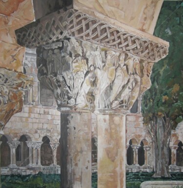 Pintura intitulada "Claustro Monasterio…" por Isabel Sanz Moreno, Obras de arte originais, Óleo