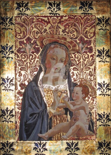 Peinture intitulée "Virgen dorada" par Isabel Sanz Moreno, Œuvre d'art originale, Pigments
