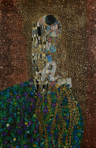 Картина под названием "El beso dorado" - Isabel Sanz Moreno, Подлинное произведение искусства, Другой