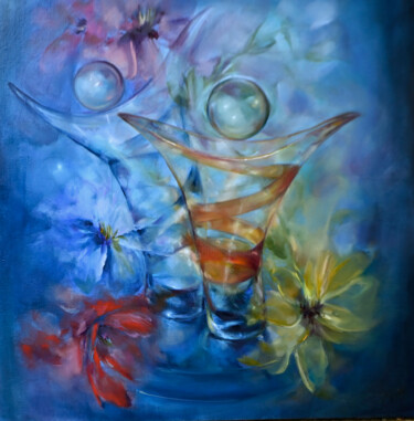 Pintura intitulada "Party glass" por Isabel Tapias, Obras de arte originais, Óleo