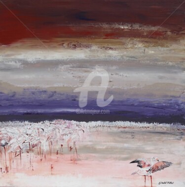 Malarstwo zatytułowany „"Les Flamants roses"” autorstwa Isabel Vallat, Oryginalna praca, Akryl