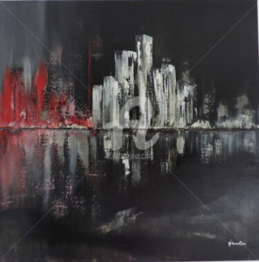 Malerei mit dem Titel ""Ligne d'horizon"" von Isabel Vallat, Original-Kunstwerk, Acryl
