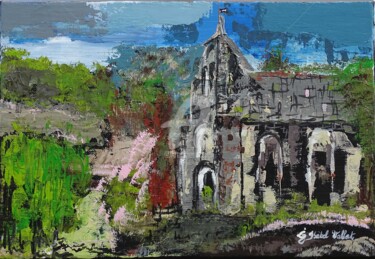 Peinture intitulée ""Eglise St Maurice…" par Isabel Vallat, Œuvre d'art originale, Acrylique
